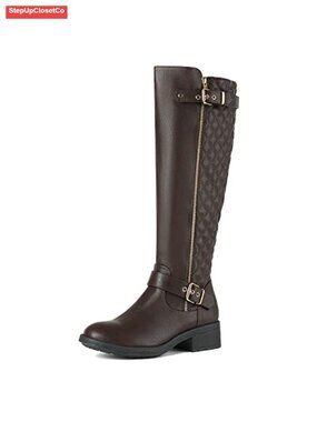 Women's Knee High Riding Boots Faux Leather Faux Fur Lining Side Zipper